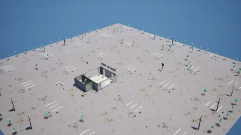 Claude Fable 5.1 (max) · Post-Apocalyptic Stylized Market · view 3 of 4 · score 0.664
