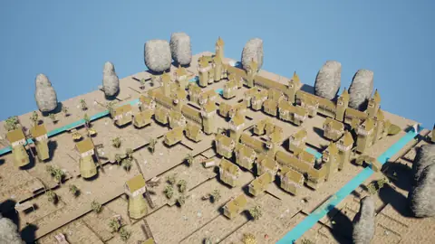 Claude Haiku 5.5 (max) · Medieval Big Farm Town · view 3 of 4 · score 0.683