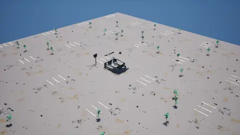 Claude Haiku 5.5 (max) · Post-Apocalyptic Stylized Market · view 4 of 4 · score 0.734