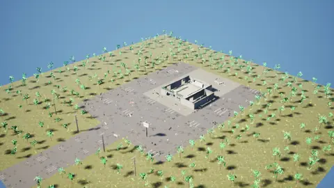 Claude Opus 5.5 (max) · Post-Apocalyptic Stylized Market · view 1 of 4 · score 0.831