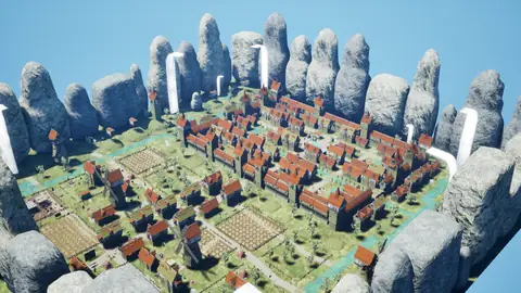 Claude Sonnet 5.5 (max) · Medieval Big Farm Town · view 2 of 4 · score 0.842