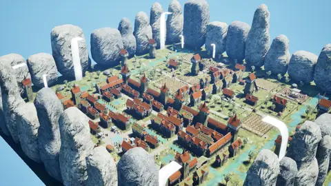 Claude Sonnet 5.5 (max) · Medieval Big Farm Town · view 4 of 4 · score 0.842
