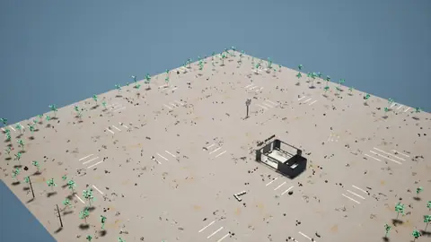 Claude Sonnet 5.5 (max) · Post-Apocalyptic Stylized Market · view 4 of 4 · score 0.755