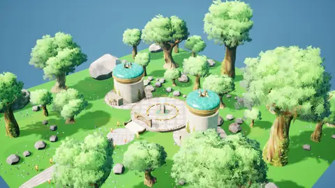 Claude Sonnet 5.5 (max) · Stylized Elven Valley · view 2 of 4 · score 0.942