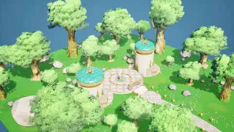 Claude Sonnet 5.5 (max) · Stylized Elven Valley · view 3 of 4 · score 0.942