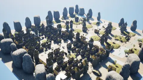 Gemini 4 Argon (high) · Medieval Big Farm Town · view 1 of 4 · score 0.693