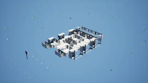 Gemma 4 31B (thinking on) · Post-Apocalyptic Stylized Market · view 3 of 4 · score 0.765