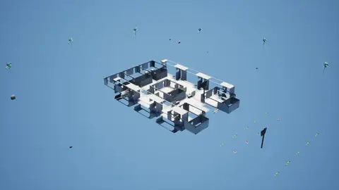 Gemma 4 31B (thinking on) · Post-Apocalyptic Stylized Market · view 4 of 4 · score 0.765