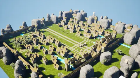 GLM-5.3 Flash (max) · Medieval Big Farm Town · view 2 of 4 · score 0.653