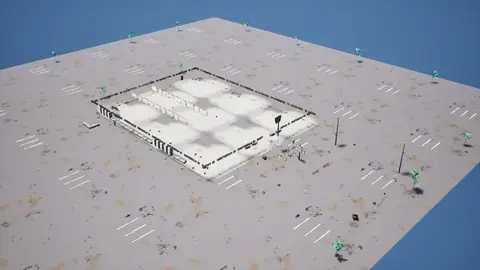GLM-5.3 Flash (max) · Post-Apocalyptic Stylized Market · view 1 of 4 · score 0.771