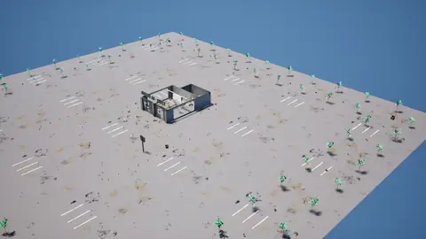 Grok 4.7 (xhigh) · Post-Apocalyptic Stylized Market · view 1 of 4 · score 0.761