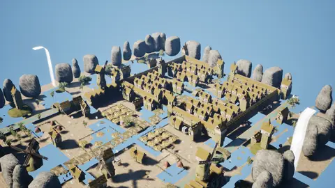 Muse Spark 1.3 (max) · Medieval Big Farm Town · view 2 of 4 · score 0.845