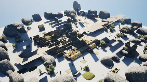 Qwen3.8 27B (thinking off) · Medieval Big Farm Town · view 1 of 4 · score 0.462