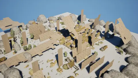 Qwen3.8 27B (thinking off) · Medieval Big Farm Town · view 3 of 4 · score 0.462