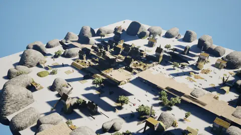 Qwen3.8 27B (thinking off) · Medieval Big Farm Town · view 4 of 4 · score 0.462