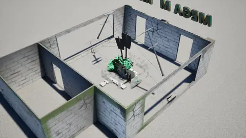 Qwen3.8 27B (thinking off) · Post-Apocalyptic Stylized Market · view 3 of 4 · score 0.505